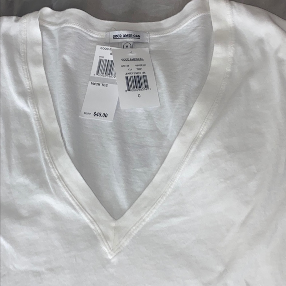 Good American white v neck tee
